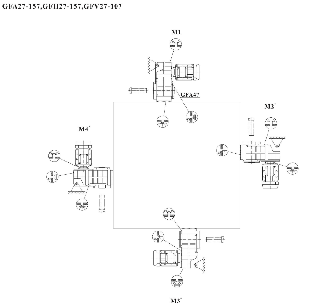 FA FH FV27-107減速機安裝方位圖 FA FH FV27-107減速機安裝方位圖