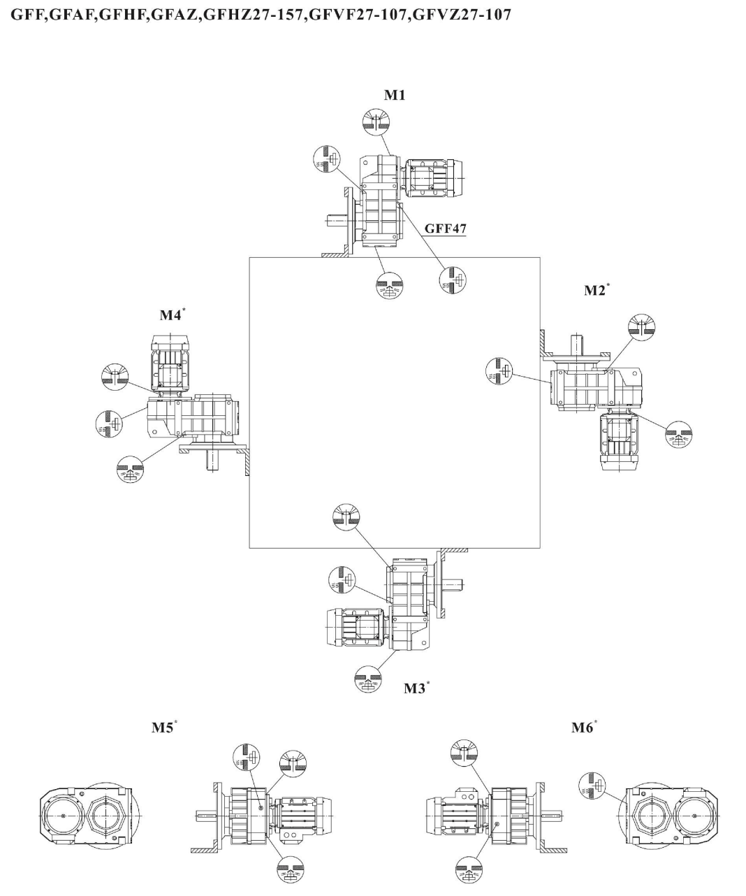 FF FAF FHF FAZ FVF FVZ減速機安裝方位圖 FF FAF FHF FAZ FVF FVZ減速機安裝方位圖